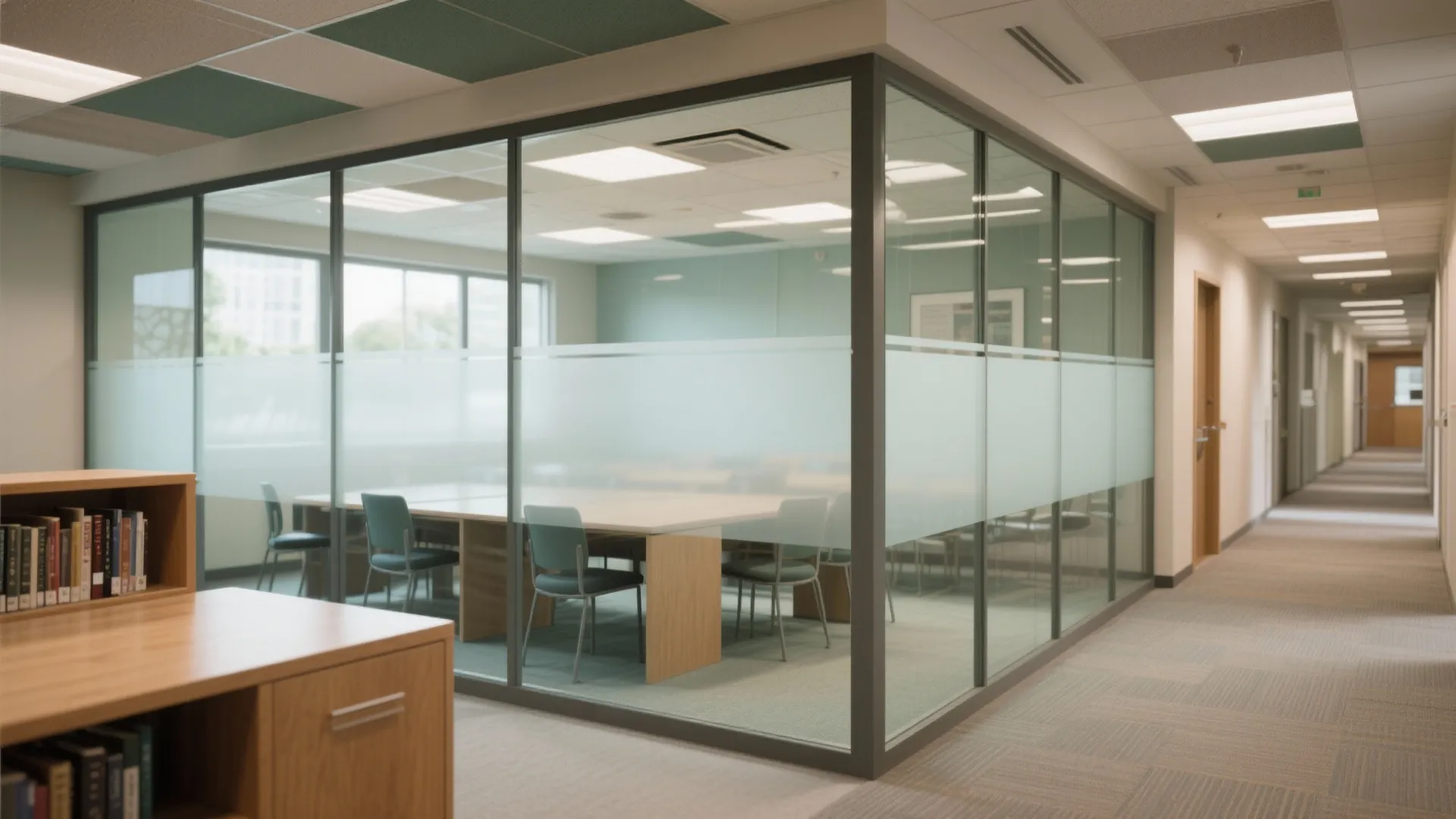 Glass for sightlines, film for privacy