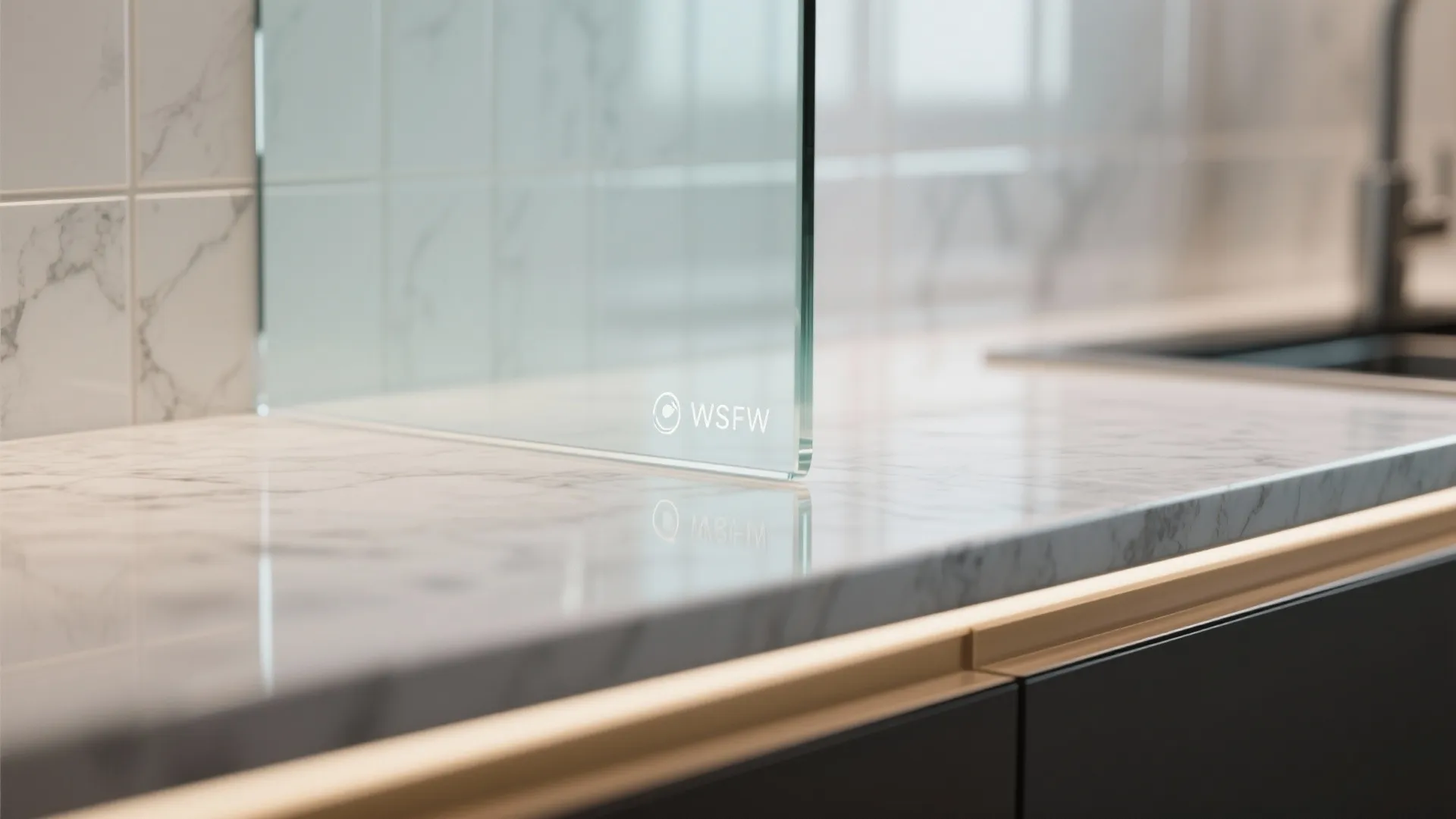 Glass backsplash for light and depth