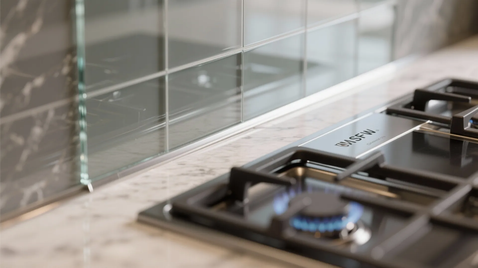 Glass backsplash for an airy feel