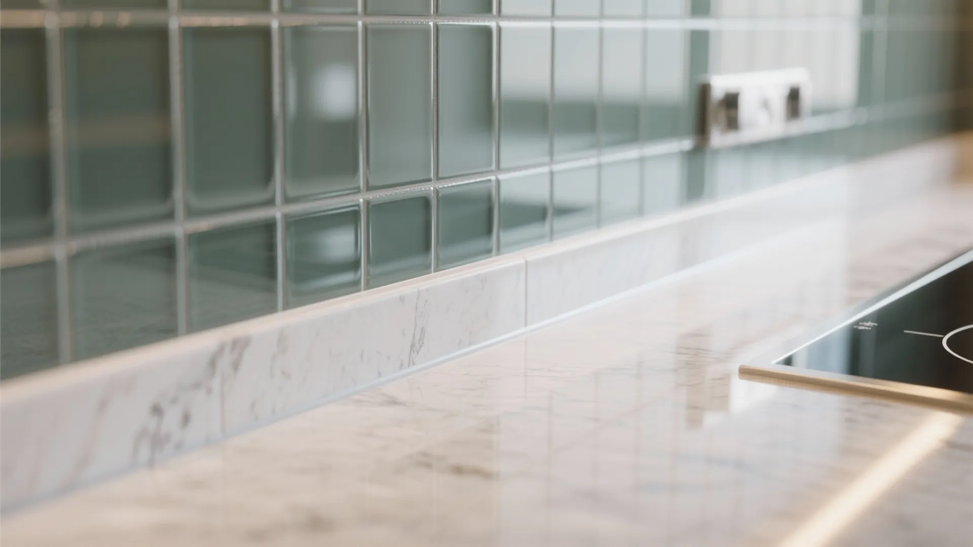 Glass backsplash for airy brightness