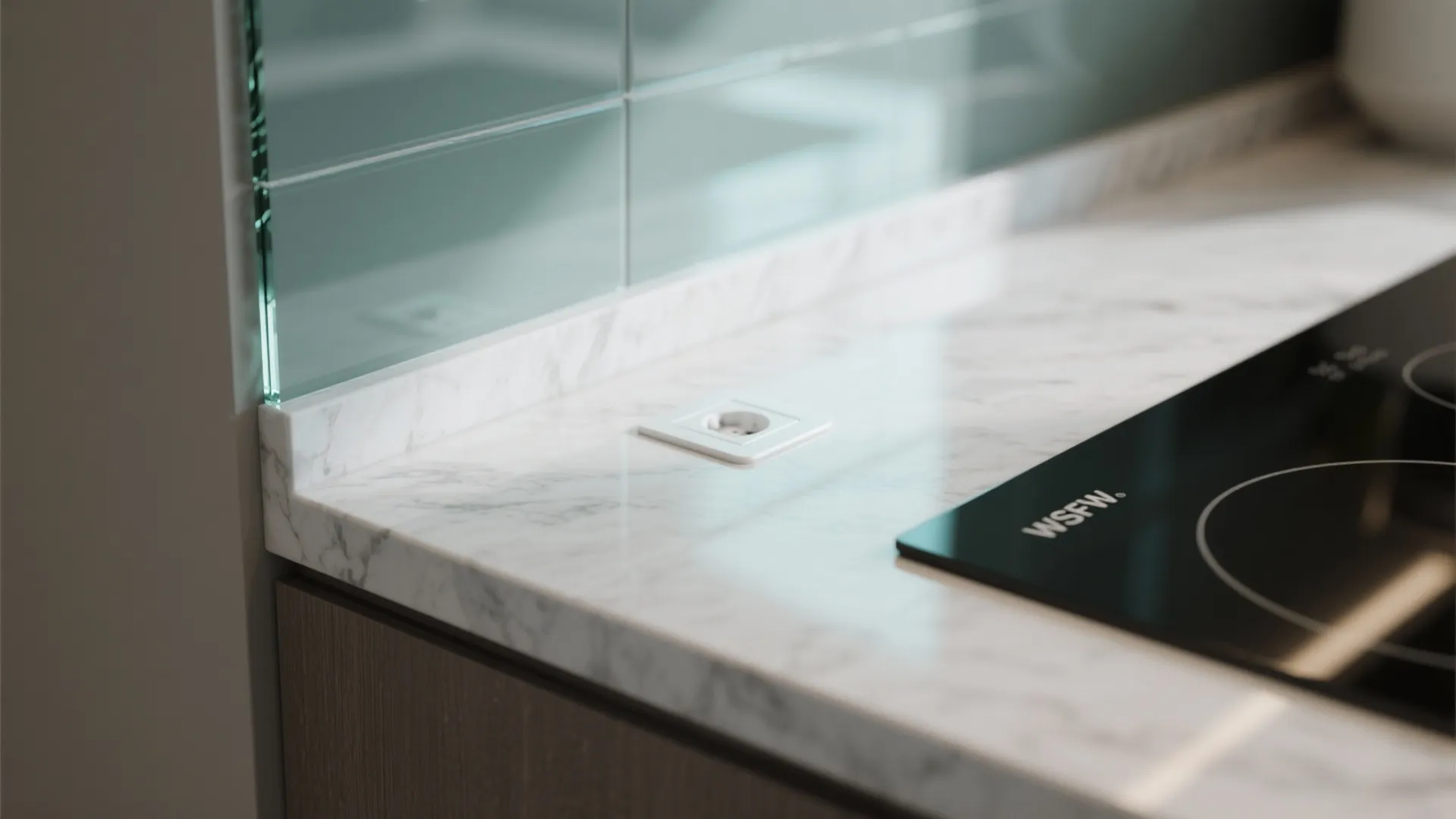 Glass backsplash for brighter cooking