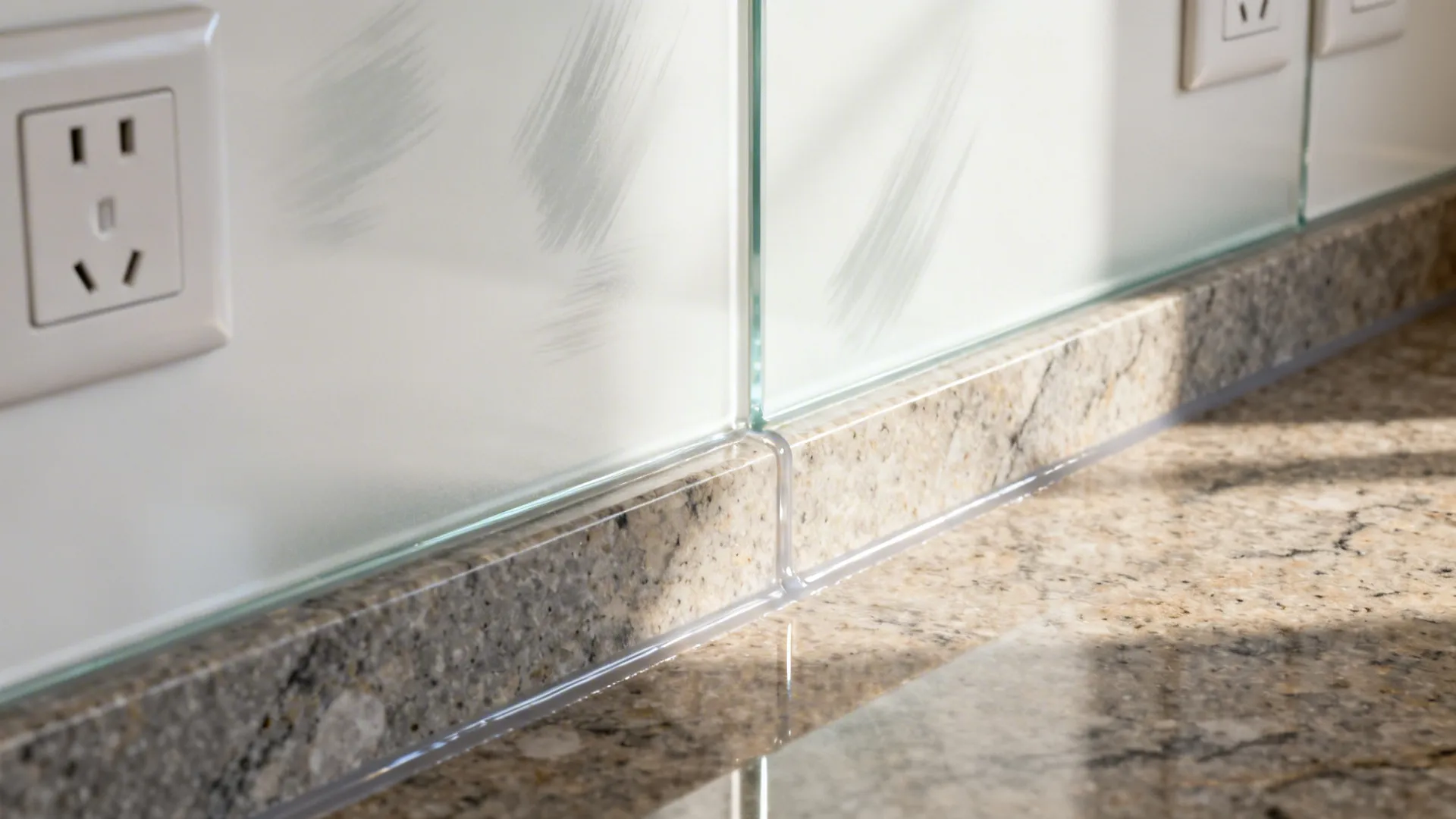 2) Glass backsplash to brighten humid climates