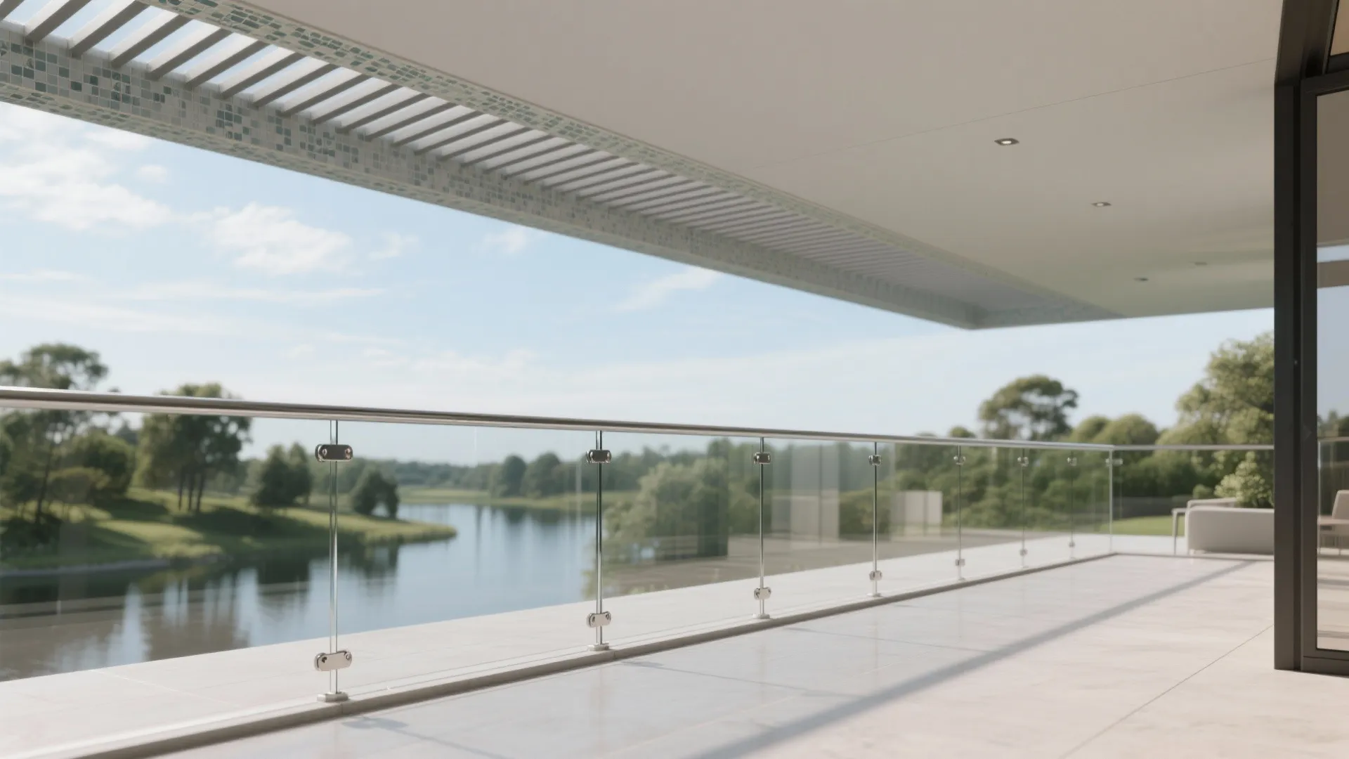 4) Low-Iron Glass + Slim Grill Top Rail