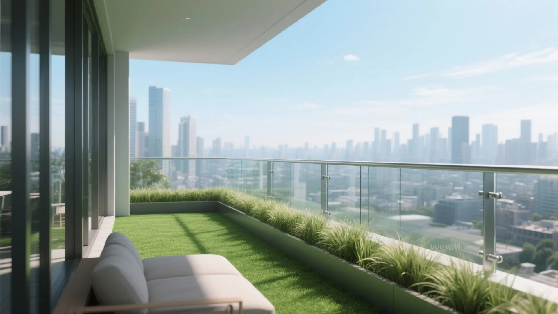 Transparency with a glass balustrade