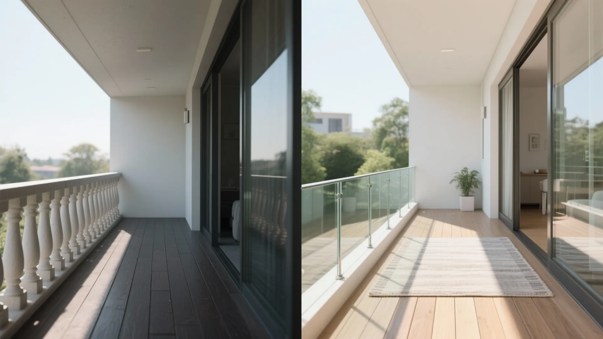 2) Frameless Glass Railing and Light Palettes for Airy Views