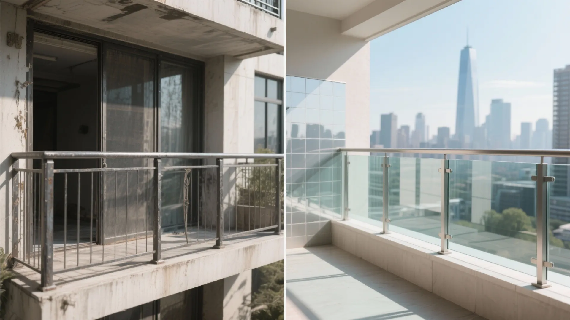 Glass balustrade and reflective surfaces for openness