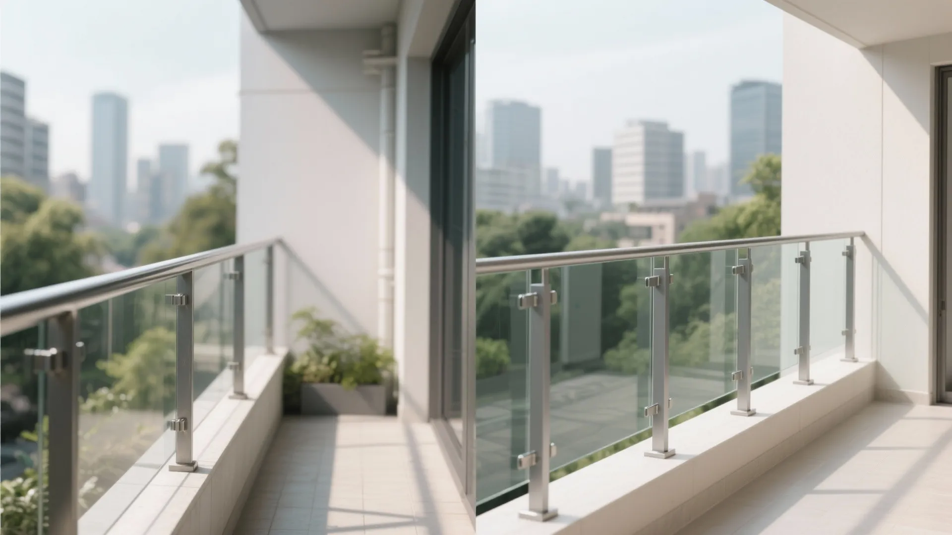 Minimal railings with glass balustrade