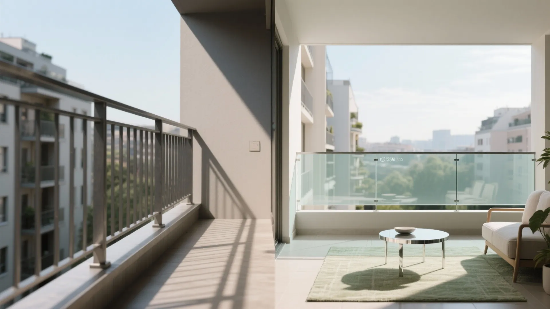 Glass balustrade and reflective finishes to open the view