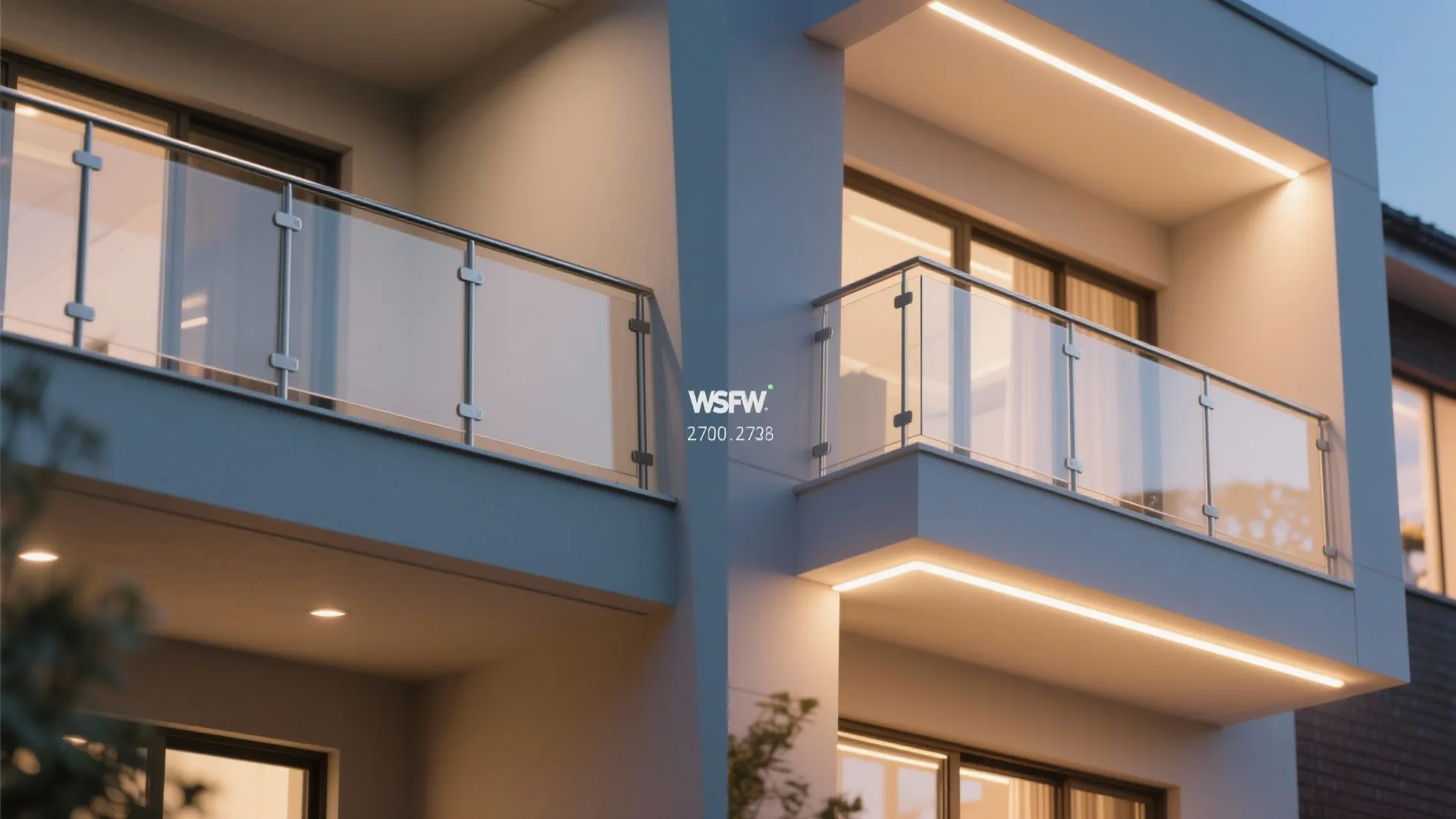 Glass balustrade with diffused lighting