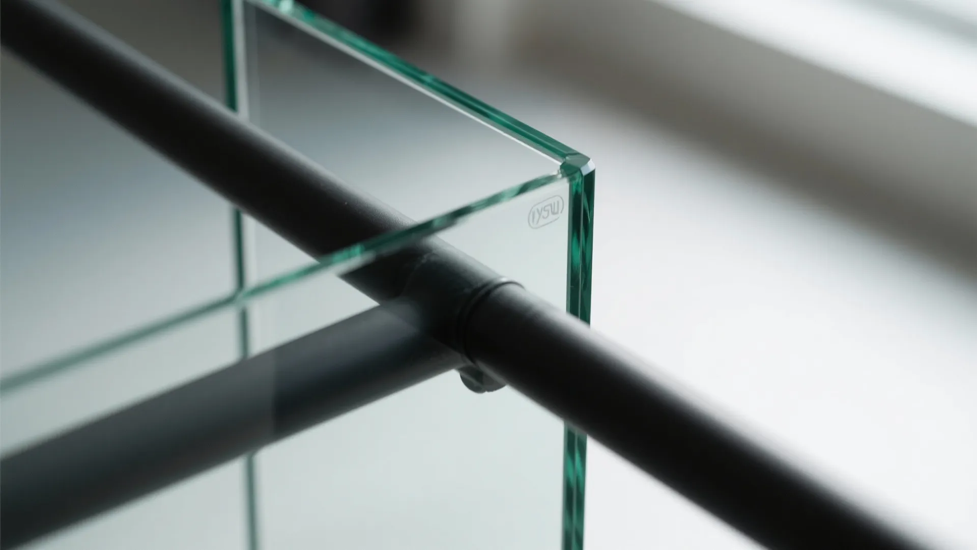 Slim glass guards with a matte handrail