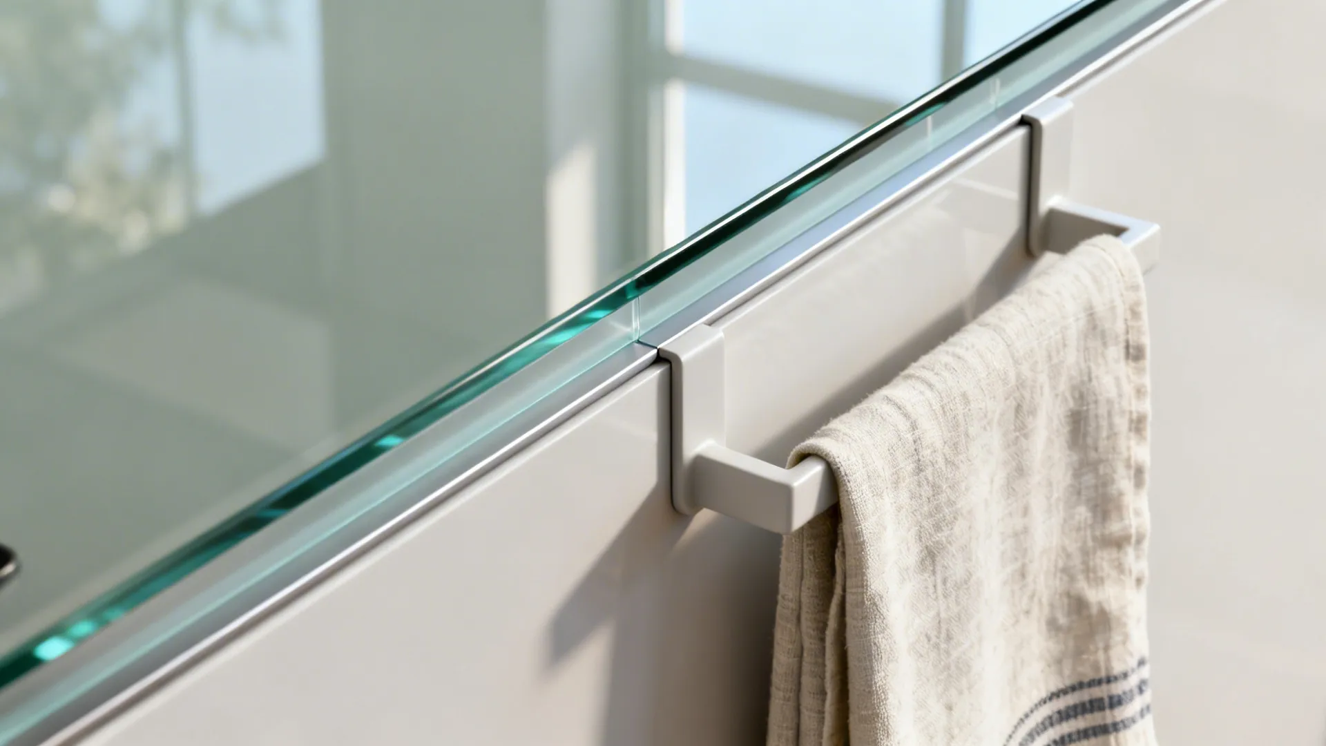 Glass Backsplash with Hidden Rail