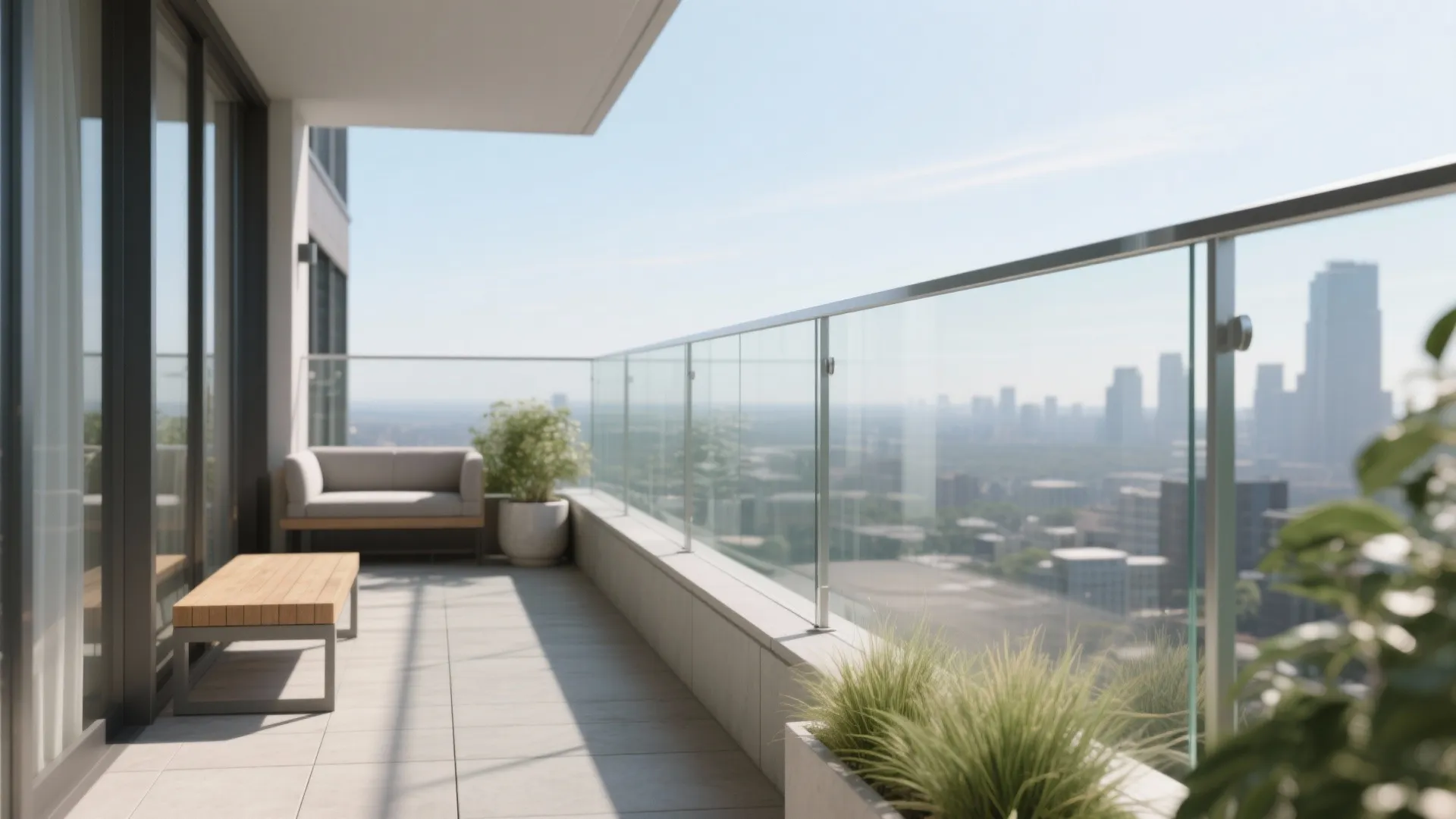 2) Clear views: glass balustrades with a slim top rail