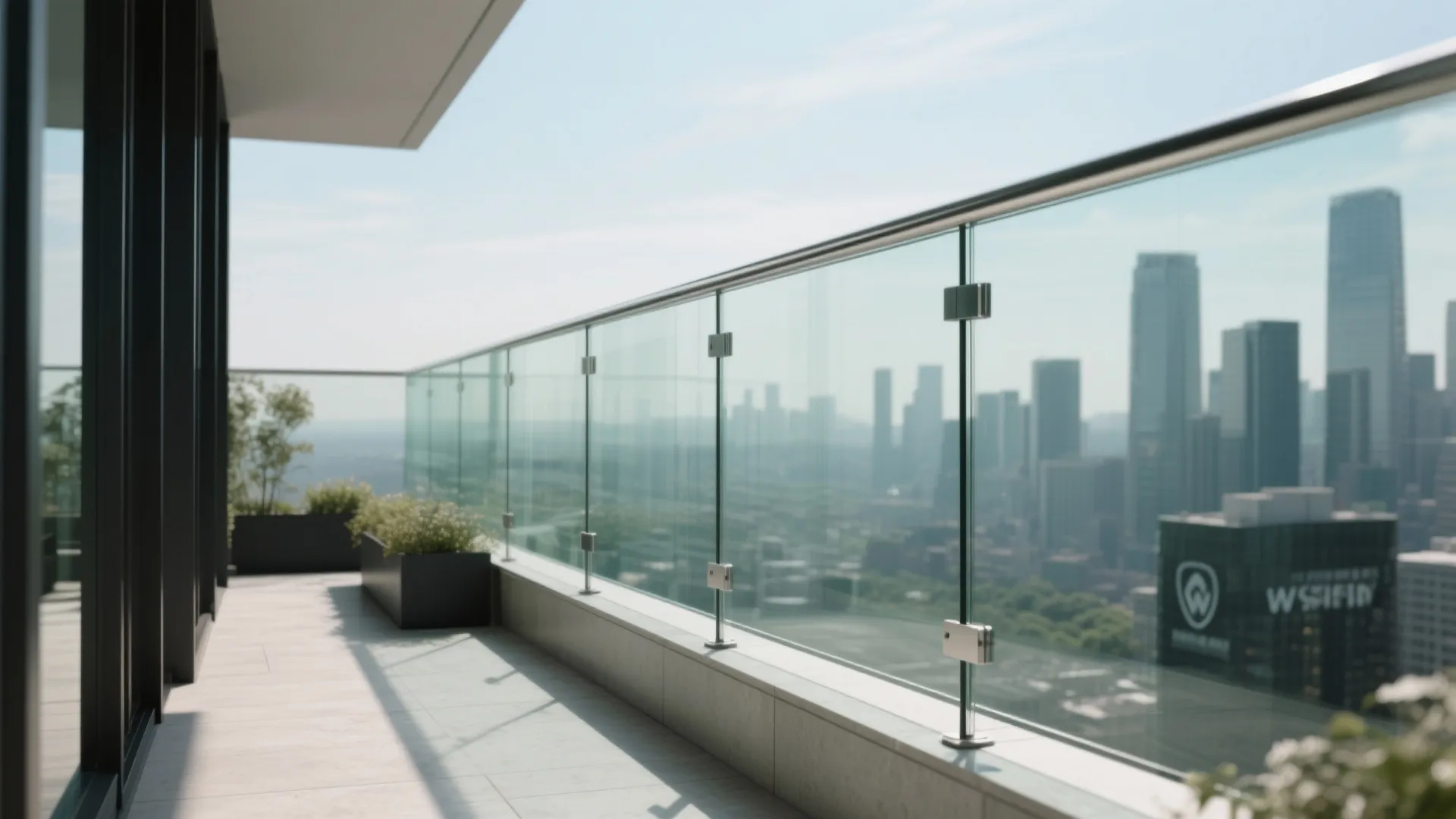 Low-iron tempered glass balustrade