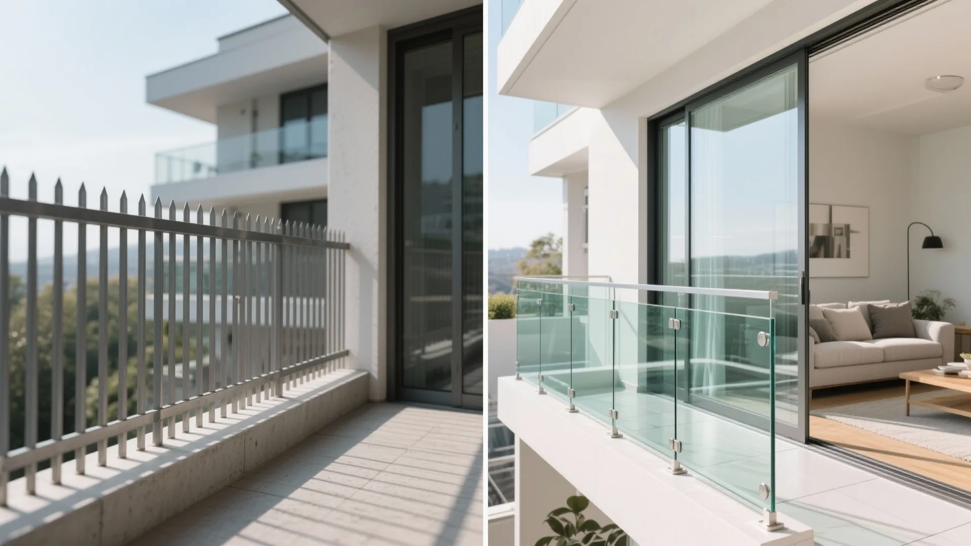 Frameless glass and slim railings for openness