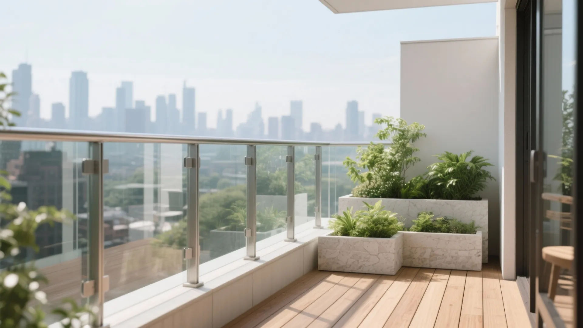 Glass railing for an airy view