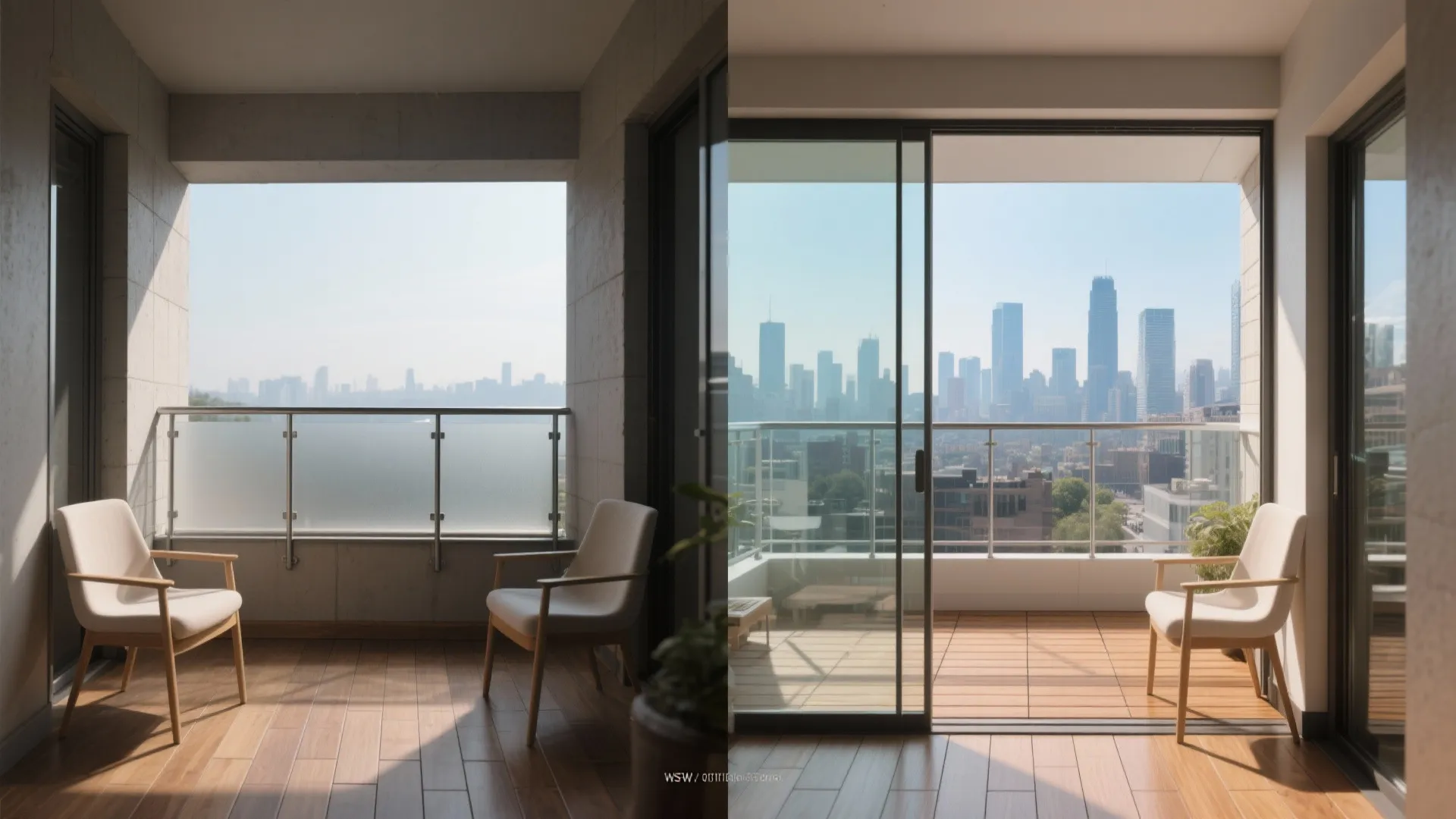 Transparent windscreen or railing for openness