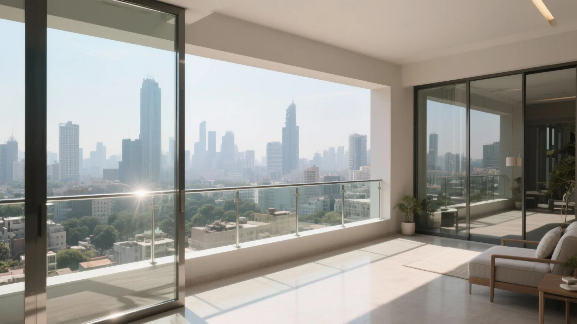 Glass railing for unobstructed view