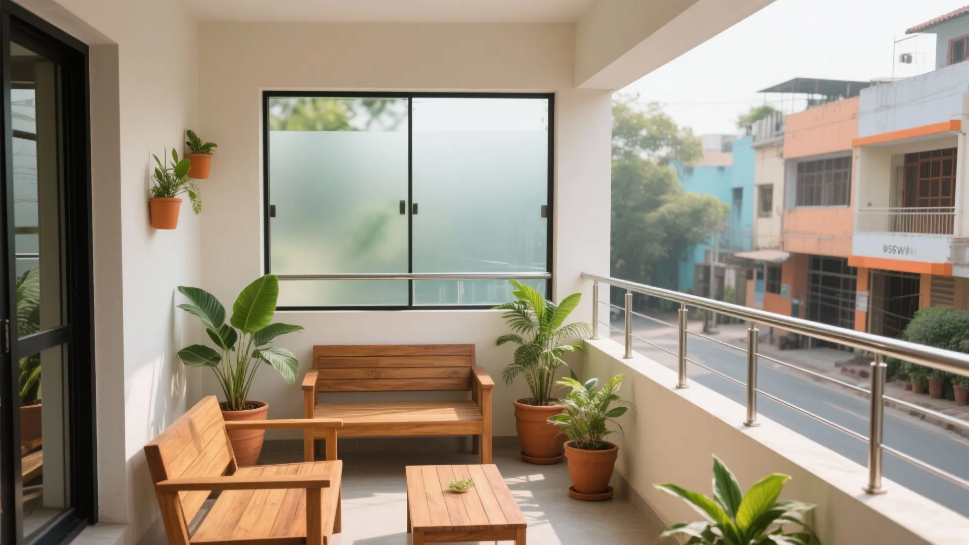 Lightweight railings and airy materials