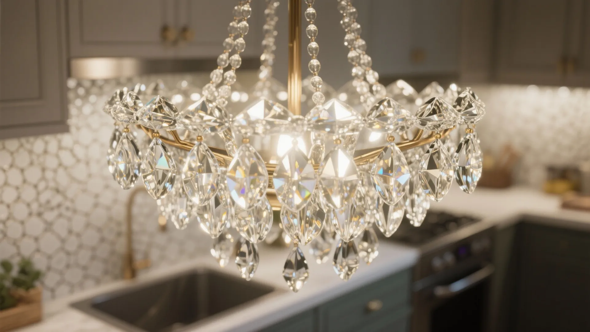 4. Glass and Reflective Chandeliers to Amplify Light