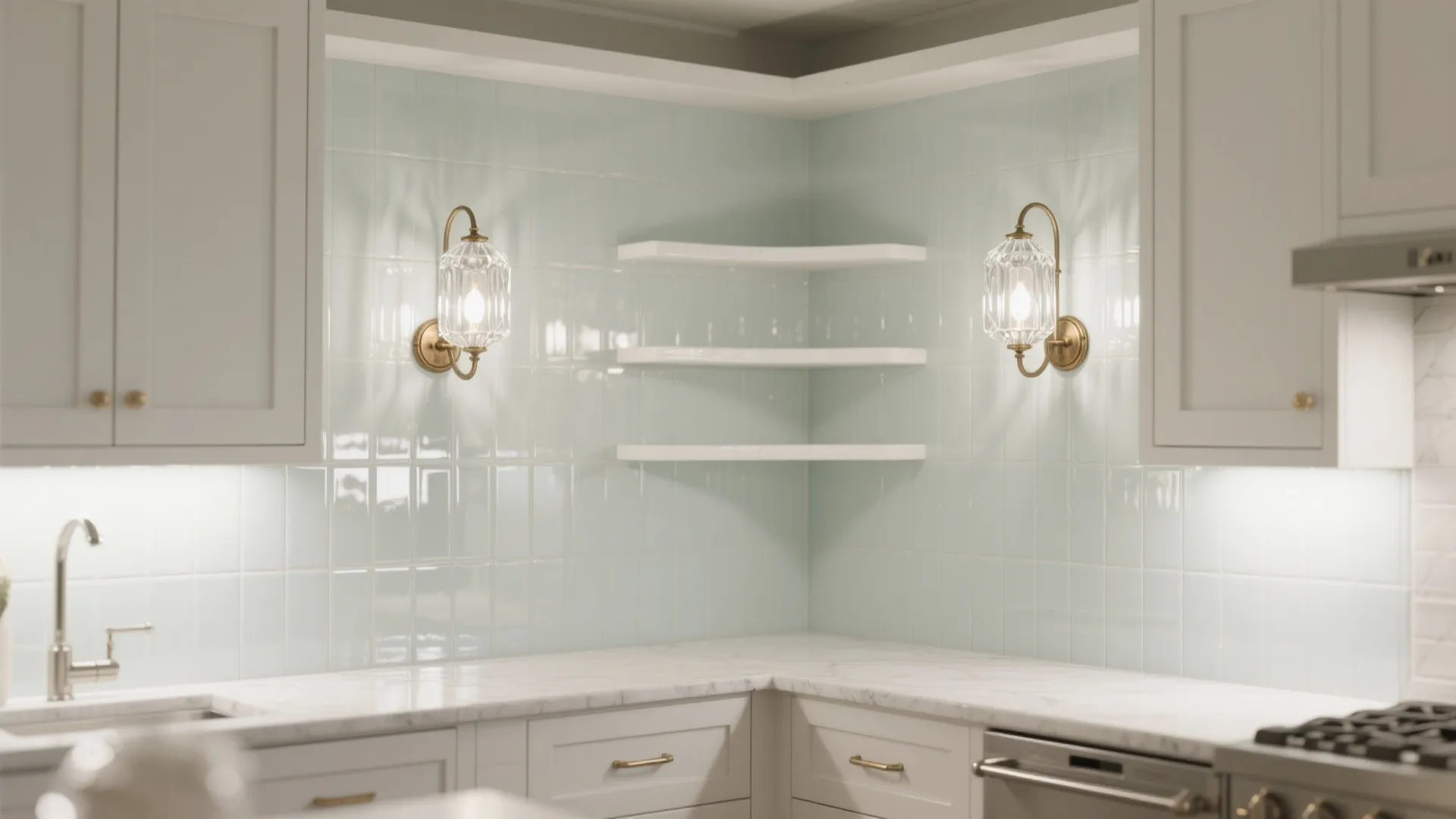 Glass-shaded antique sconces for reflective brightness