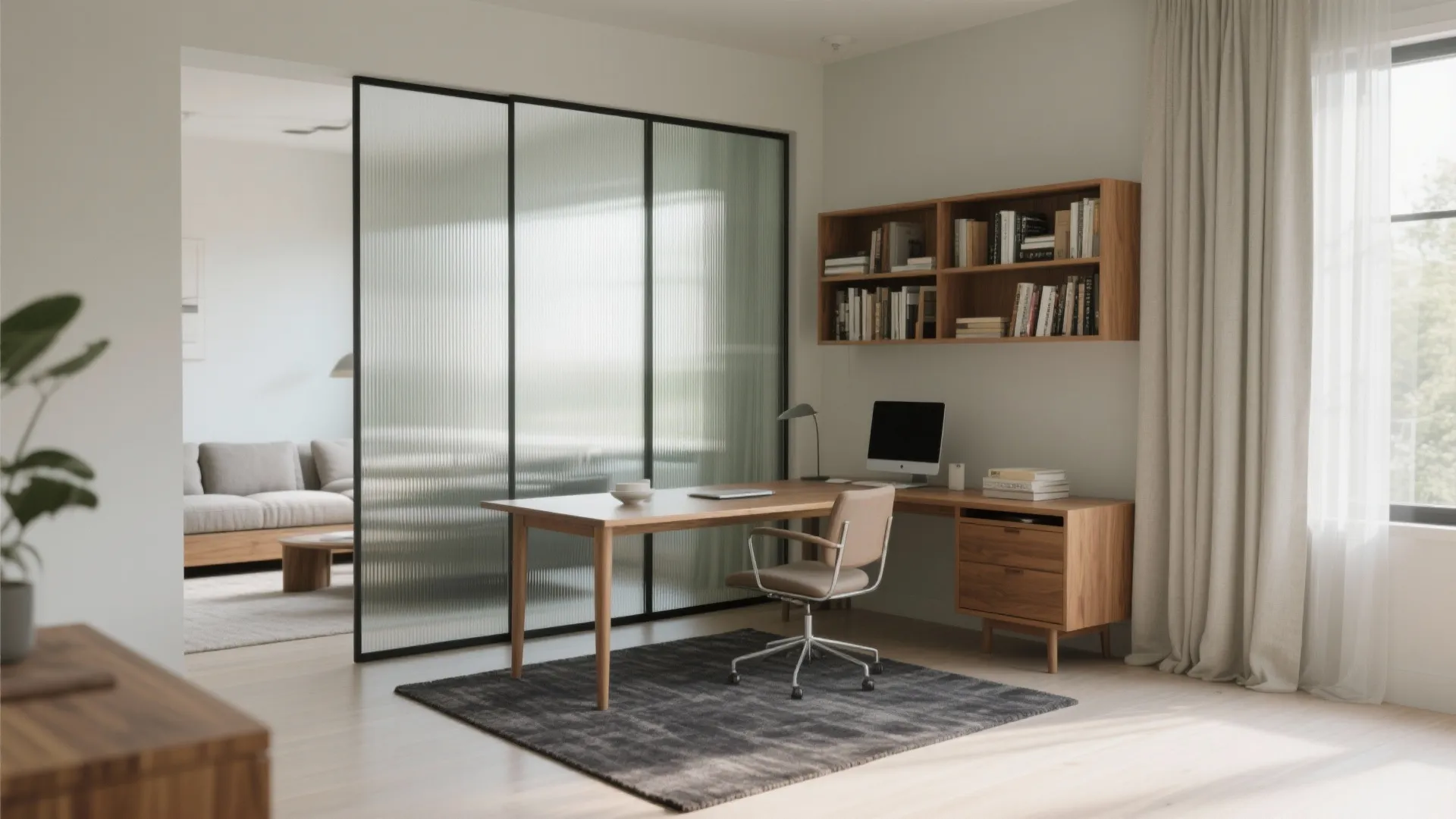 2) Light Zoning: Glass, Screens, and Rugs to Define Without Closing In