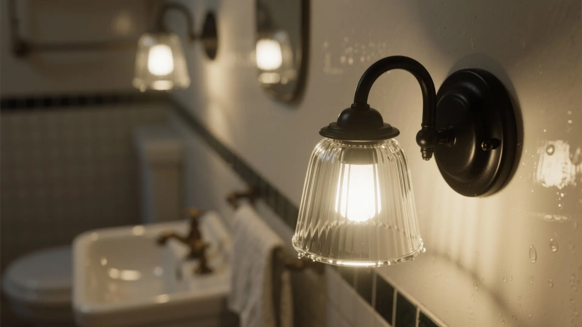 5. Matte Black Sconces with Glass Shades