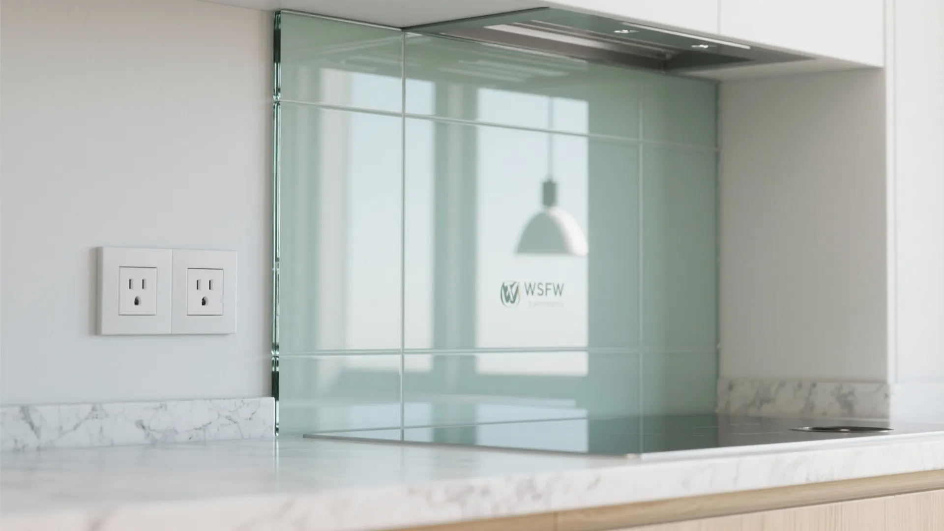 Glass backsplash amplifies openness