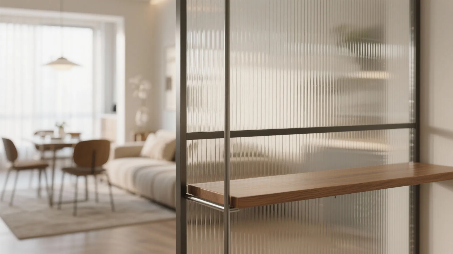 Glass Divider or Open Shelving for Soft Separation