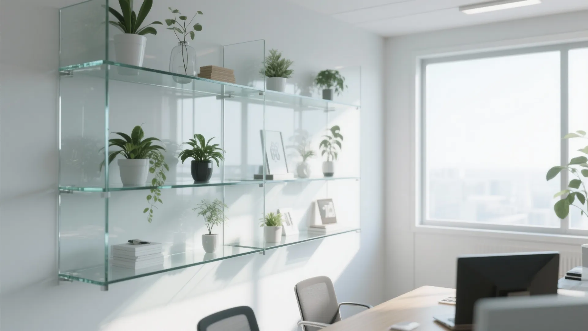 9. Glass Shelves for Light Reflection