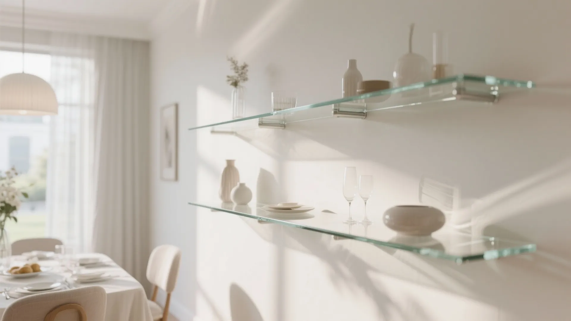 7. Glass Shelves for Lightness