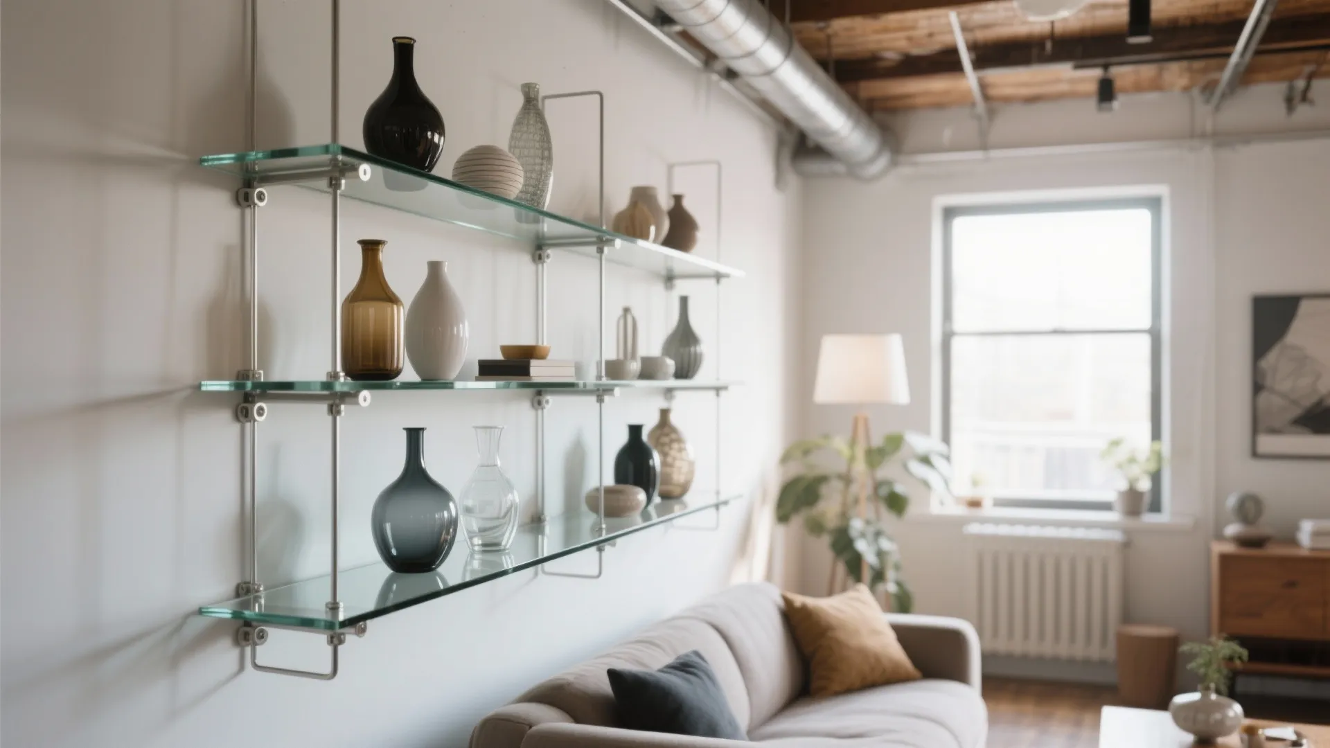 5. Glass Shelving for an Open Feel