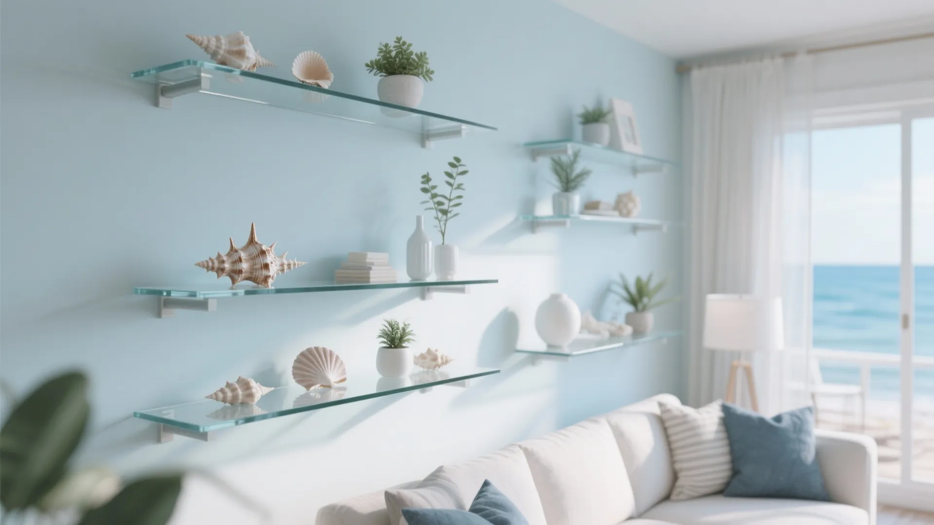 5. Glass Shelving for a Light, Airy Feel