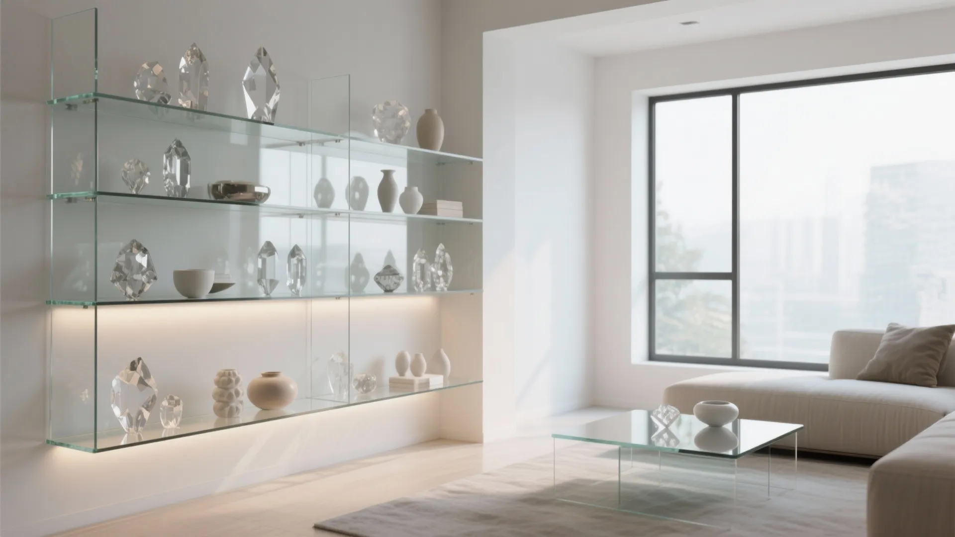 Glass Shelving for a Light and Airy Feel