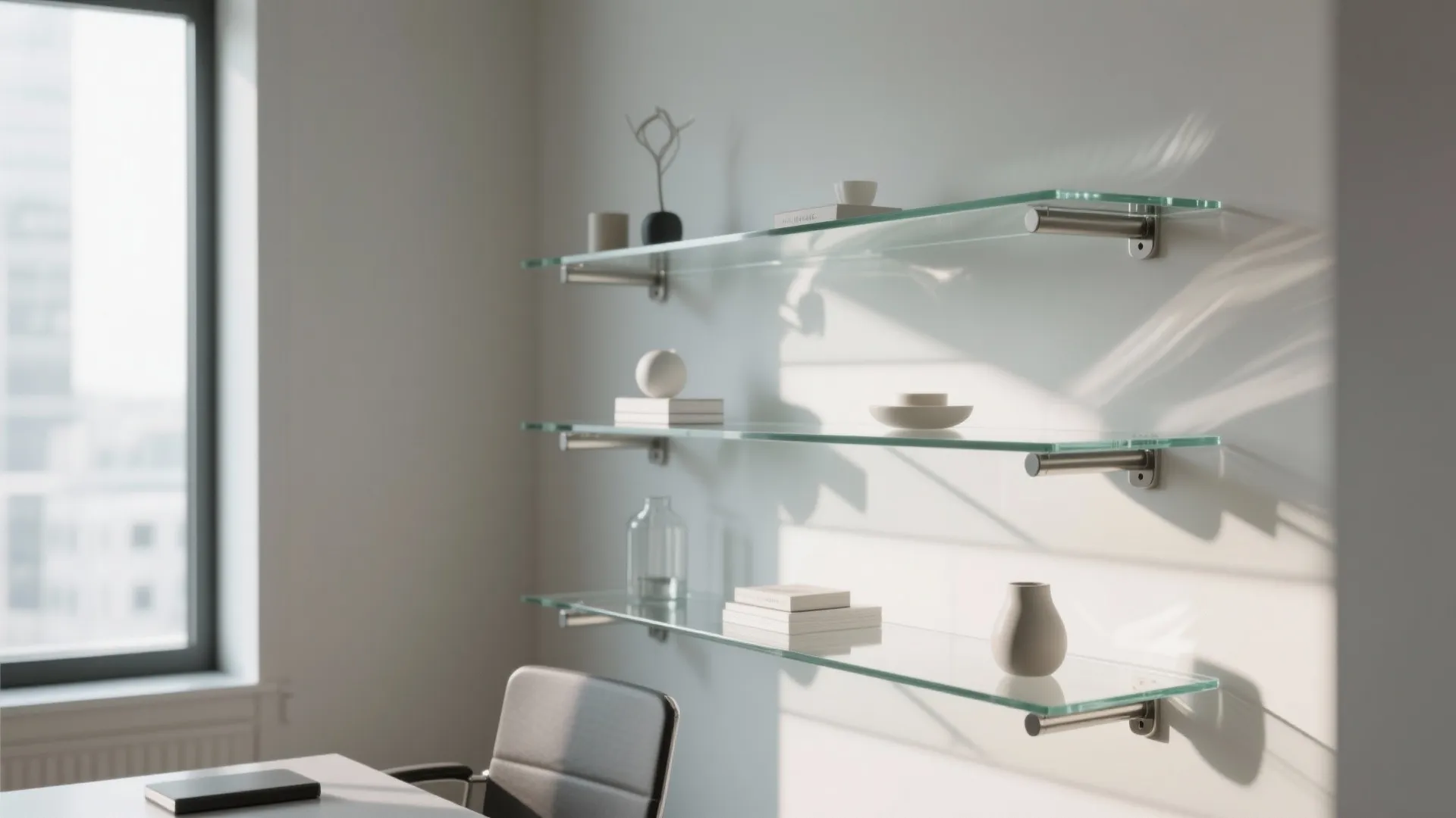 10. Glass Shelves for a Light, Airy Look