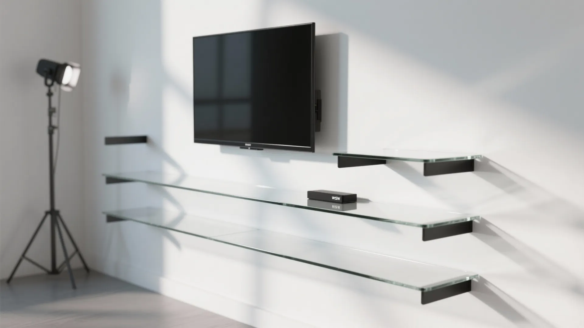 Slim Metal and Glass Shelves for a Light, Modern Look