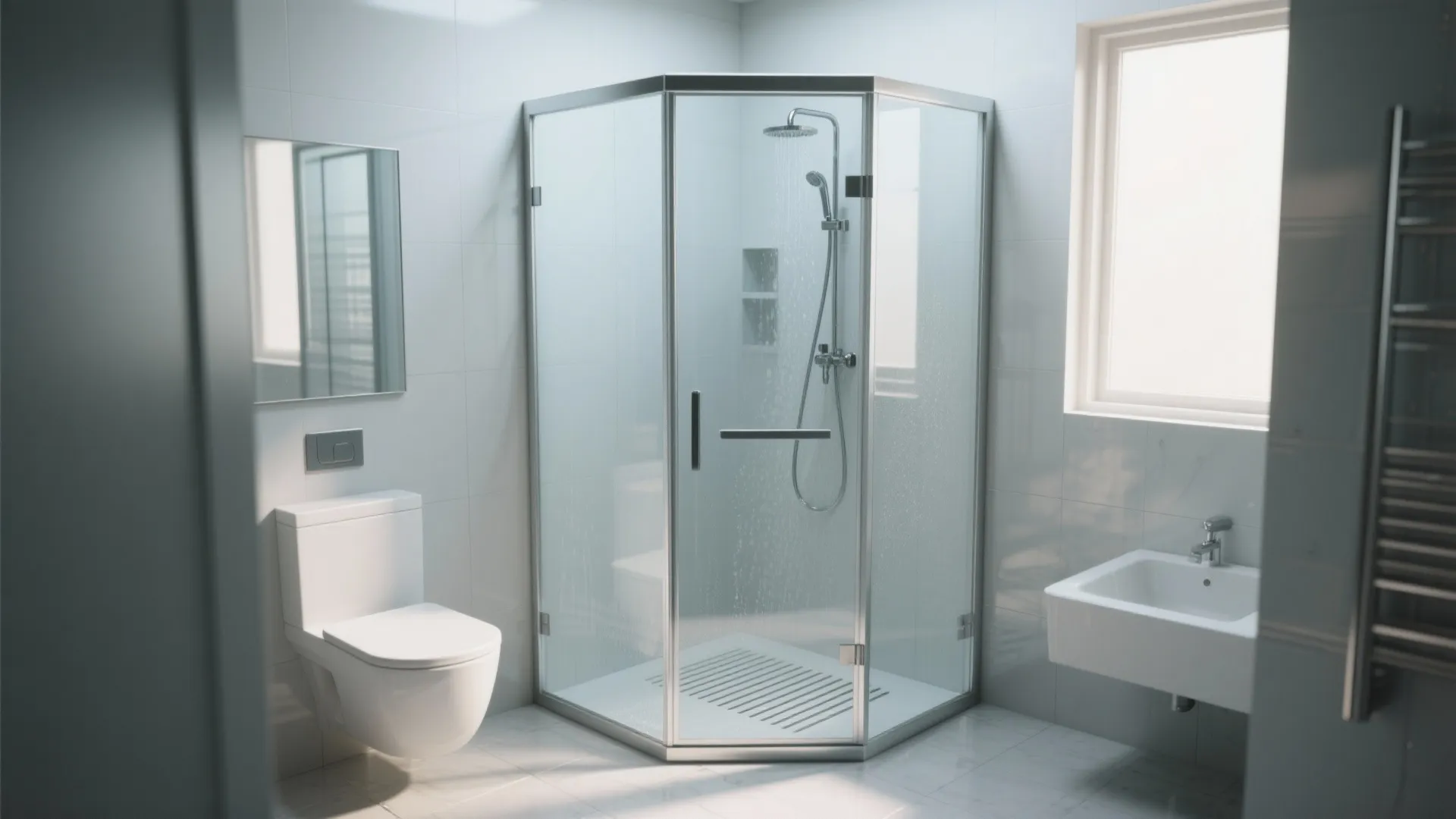 3. Glass-wrapped shower island