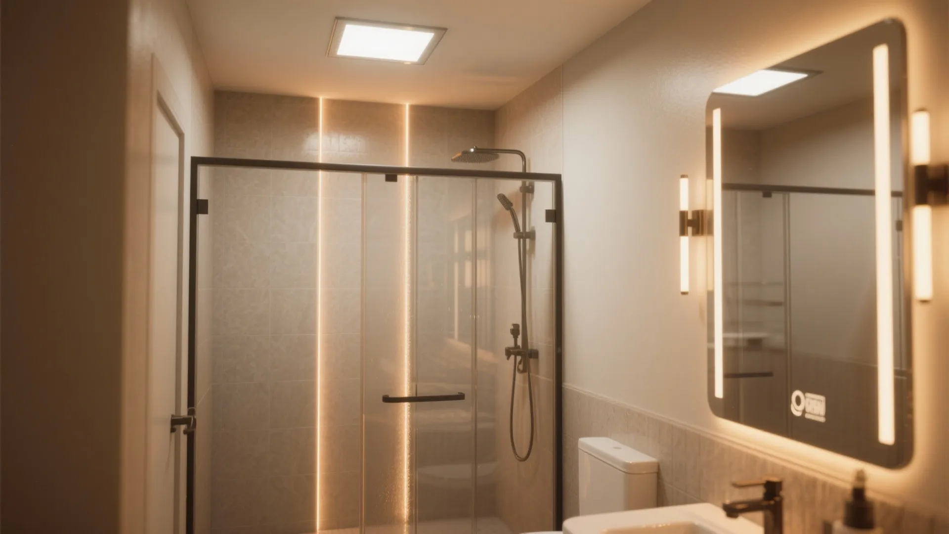 4. Clear glass showers and clever lighting