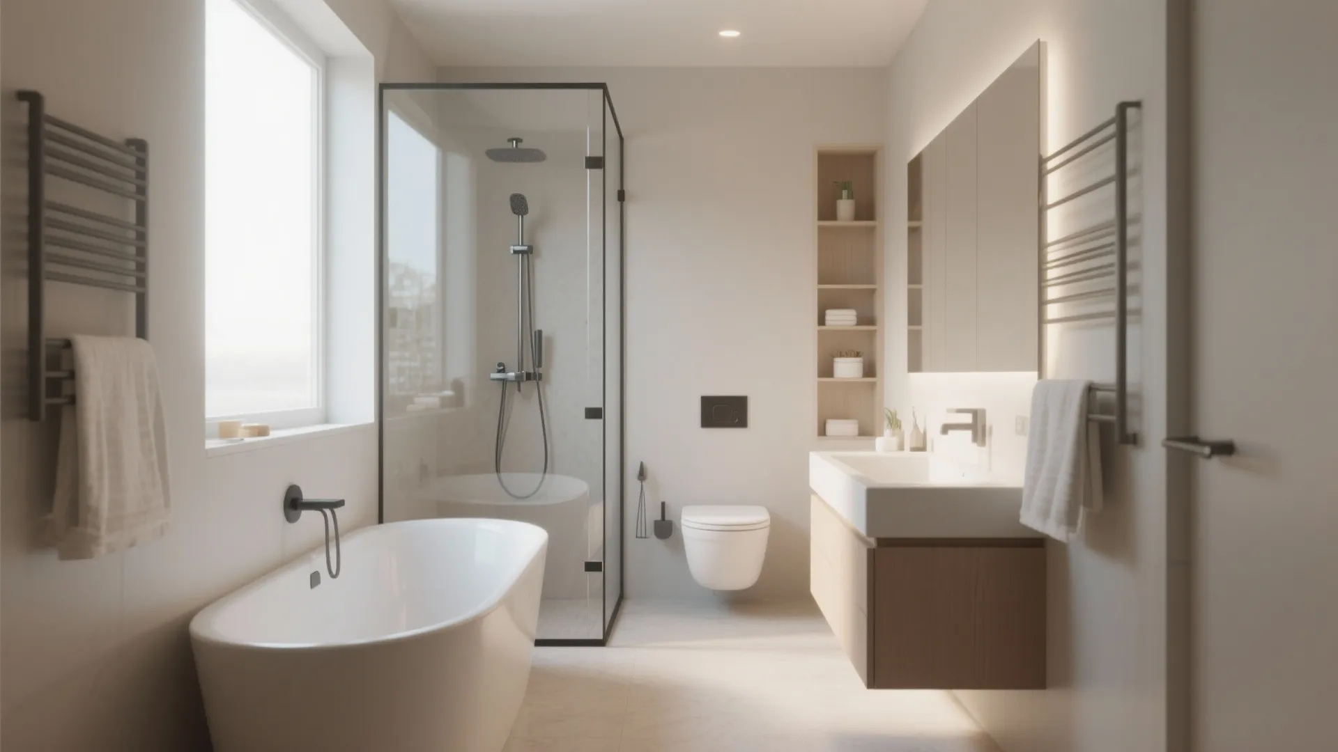 2. Glass Shower Panel Instead of Curtains