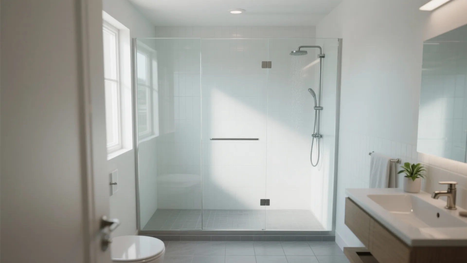 The airy openness of glass shower panels
