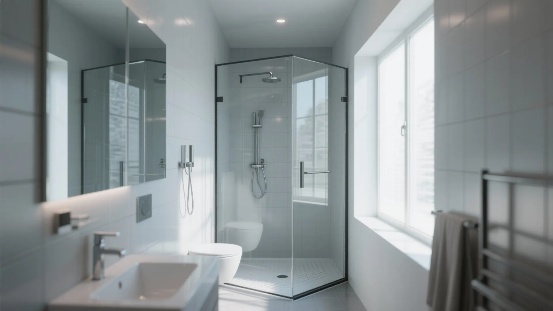 Idea 2: Walk-in Shower with Glass Panels