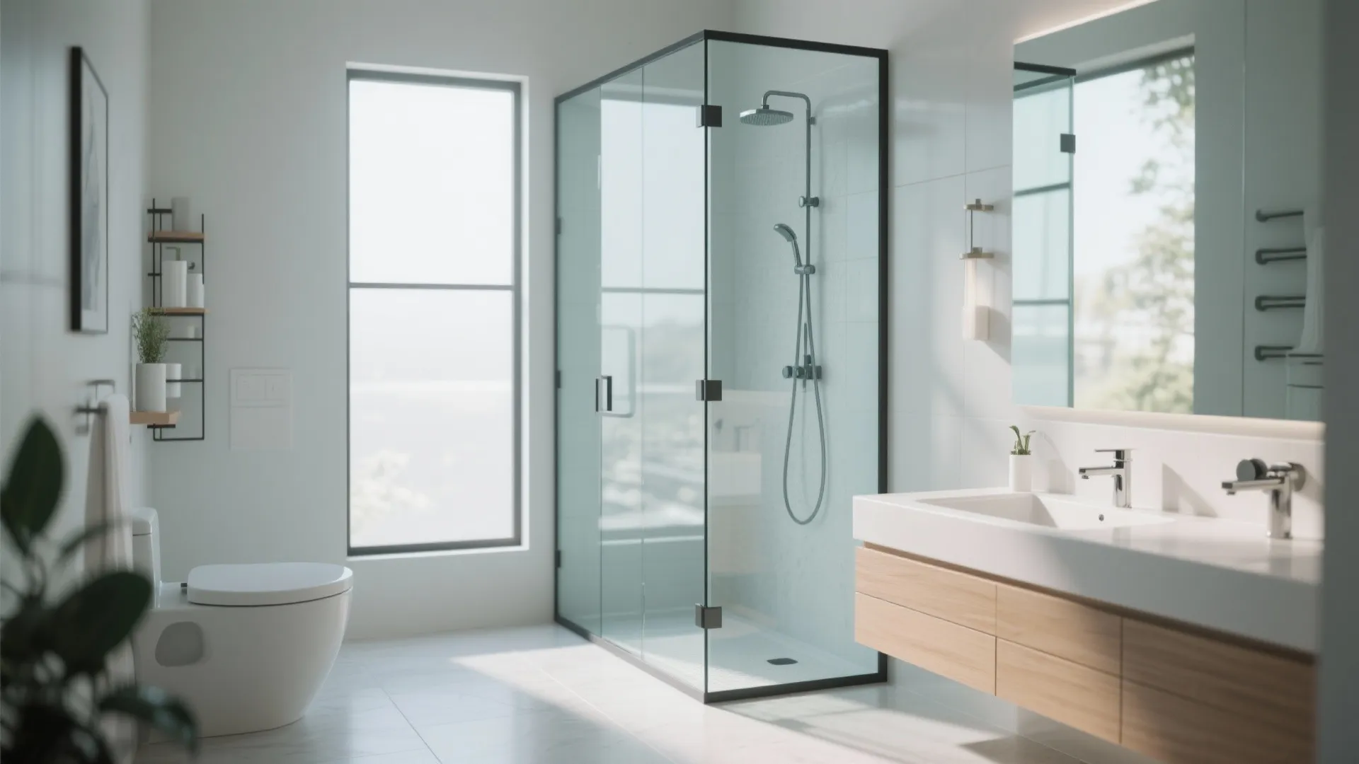 Walk-in Shower with Glass Partition