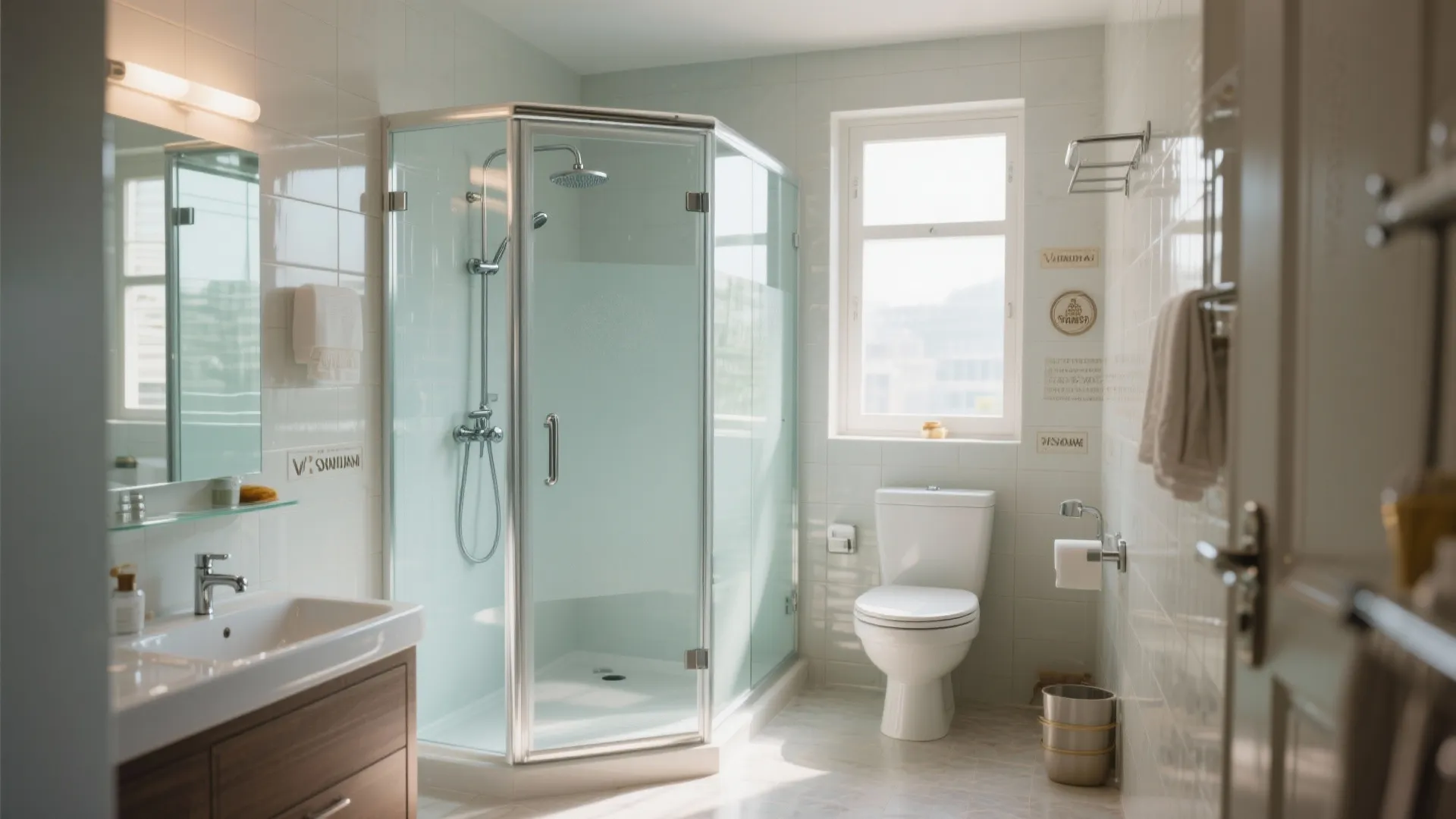 Glass Shower Partition for Spacious Feel