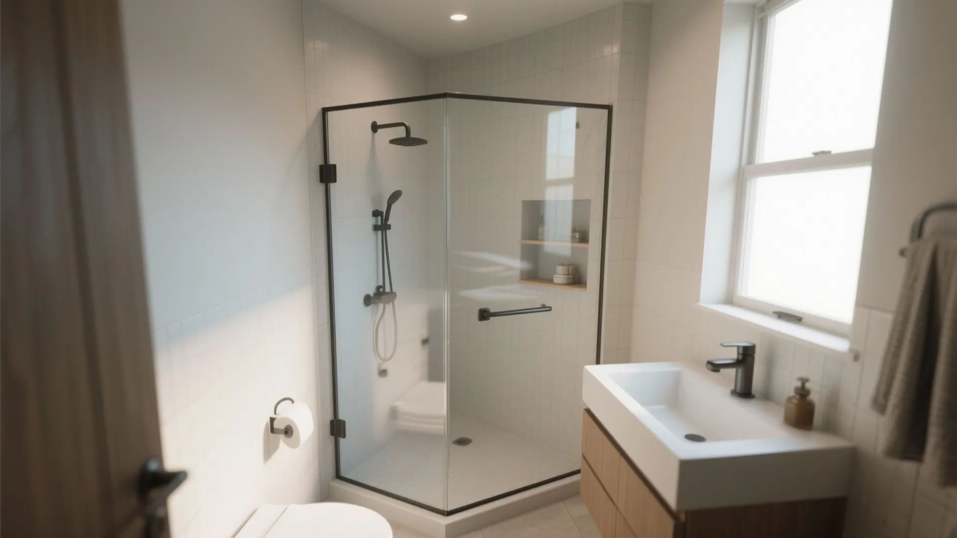 1. Walk-in Shower with Glass Panels