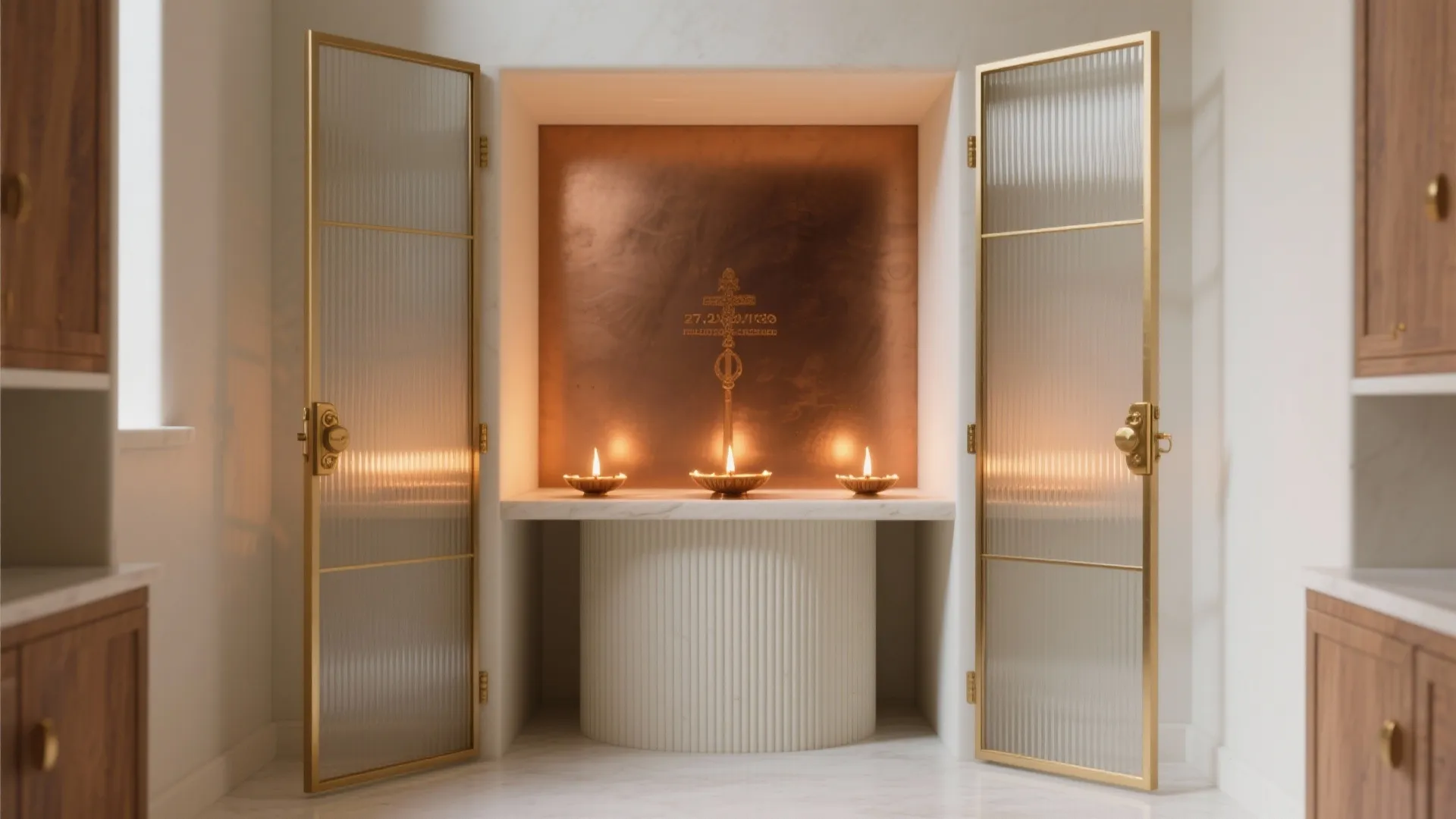 Glass Doors and Back Panels for an Airy Shrine