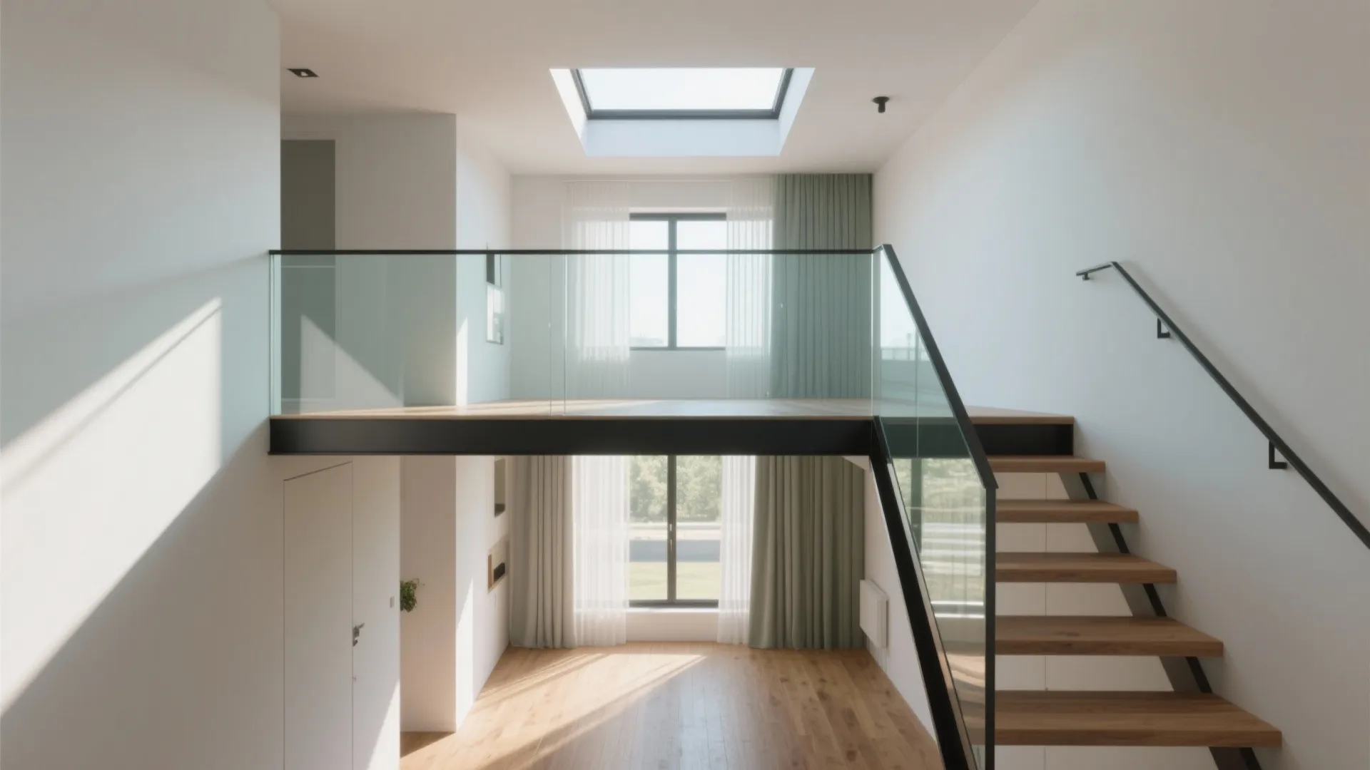 2) Let light travel: glass balustrades and skylights