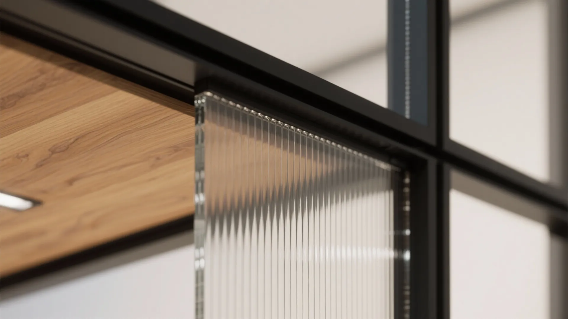 Glass-and-slat divider for a light, defined entry
