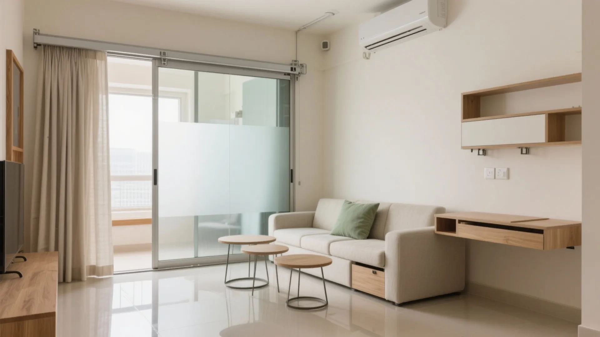 Sliding partitions and modular furniture for flexible living