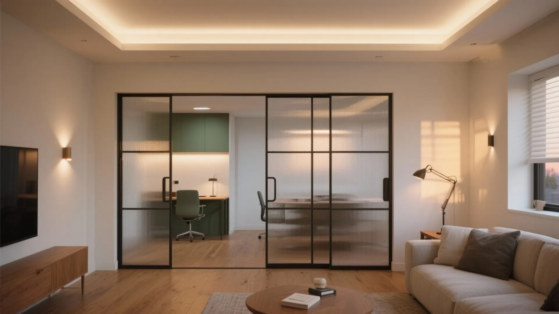 3) Glass, light, and sliding doors to borrow brightness