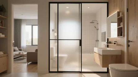 5 Small-Space Ideas: Glass Sliding Doors for Bathroom