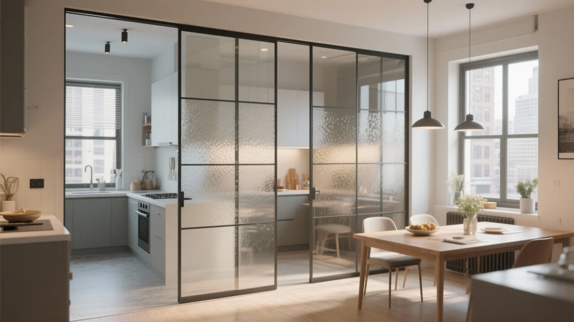Glass sliding doors for airy separation